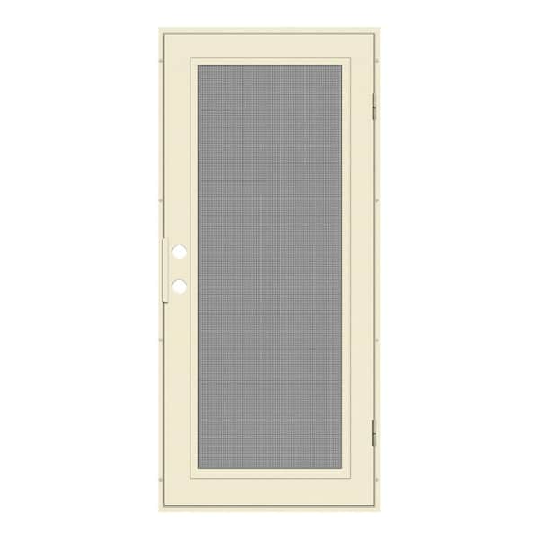 Unique Home Designs Full View 30 in. x 80 in. Left-Hand/Outswing Beige Aluminum Security Door with Meshtec Screen