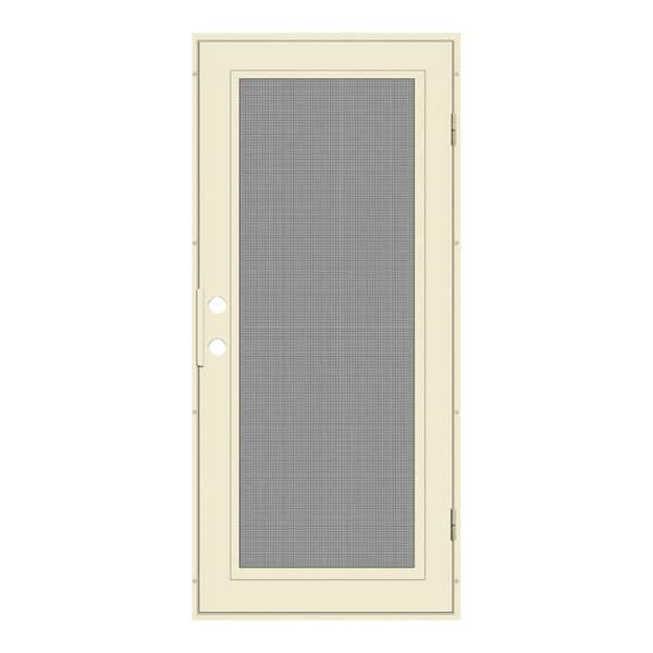 Unique Home Designs Full View 32 in. x 80 in. Left-Hand/Outswing Beige Aluminum Security Door with Meshtec Screen