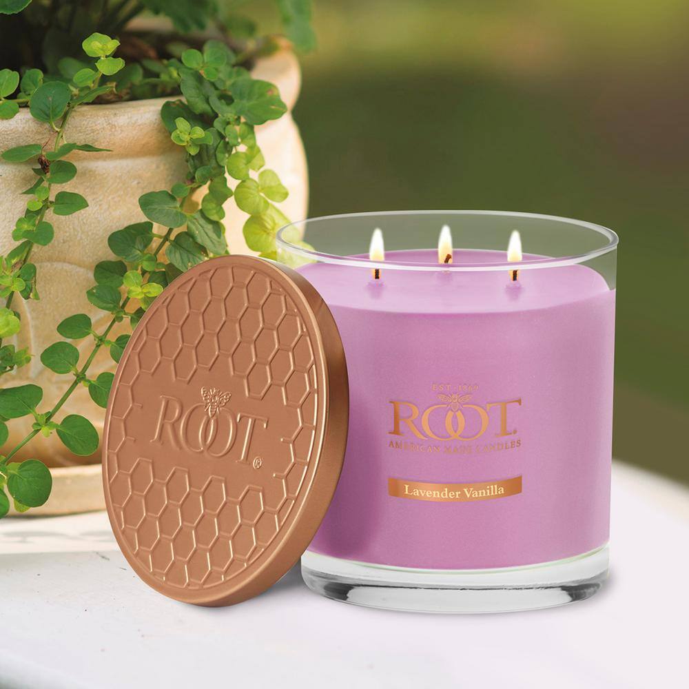ROOT CANDLES Lavender Vanilla Floral Scented 3Wick Beeswax Blend Jar