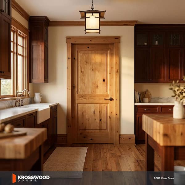 Krosswood Doors 30 in. x 80 in. Rustic Knotty Alder 2-Panel Square
