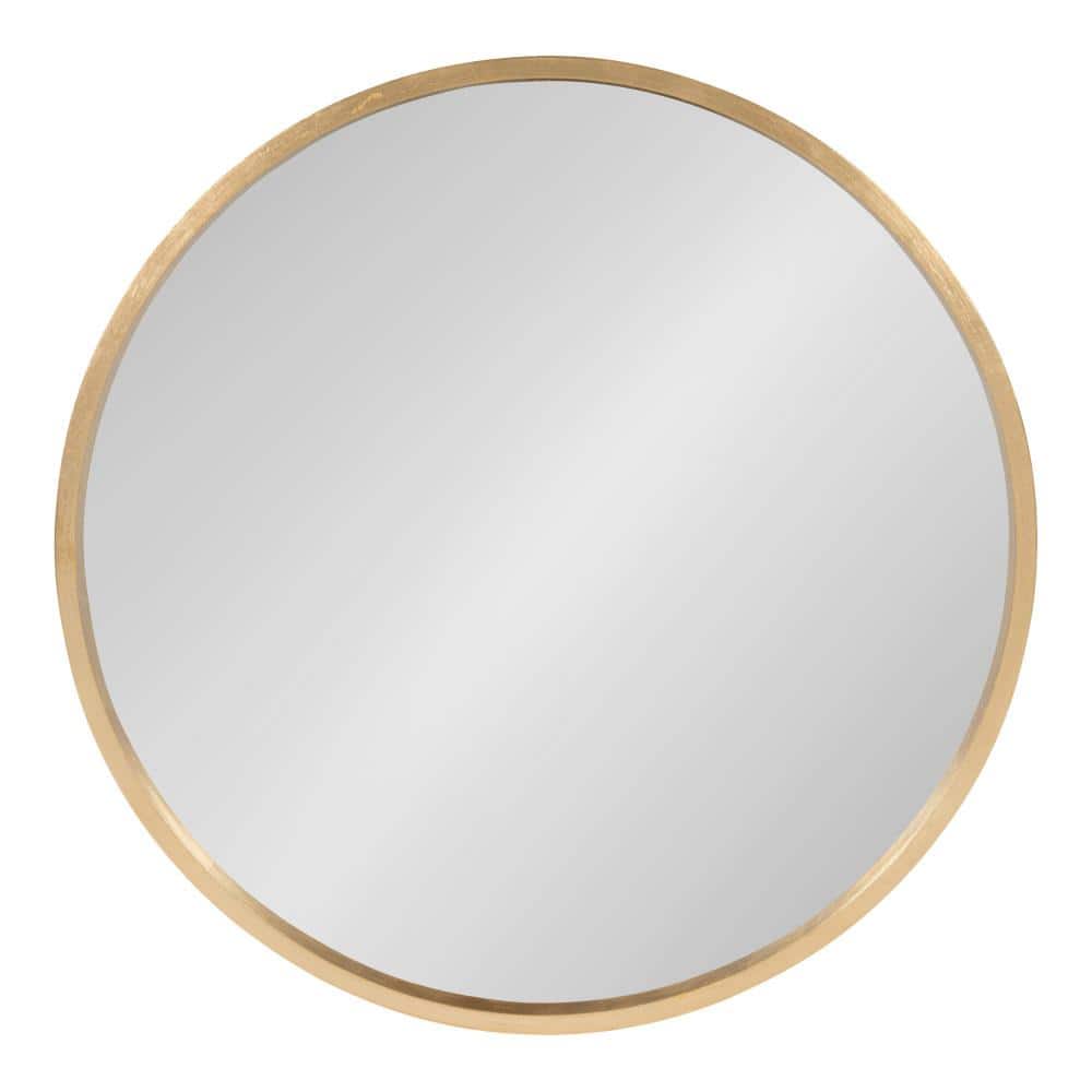 Elegant Round Gold Wood Framed Wall Mirror - 21.6" Diameter