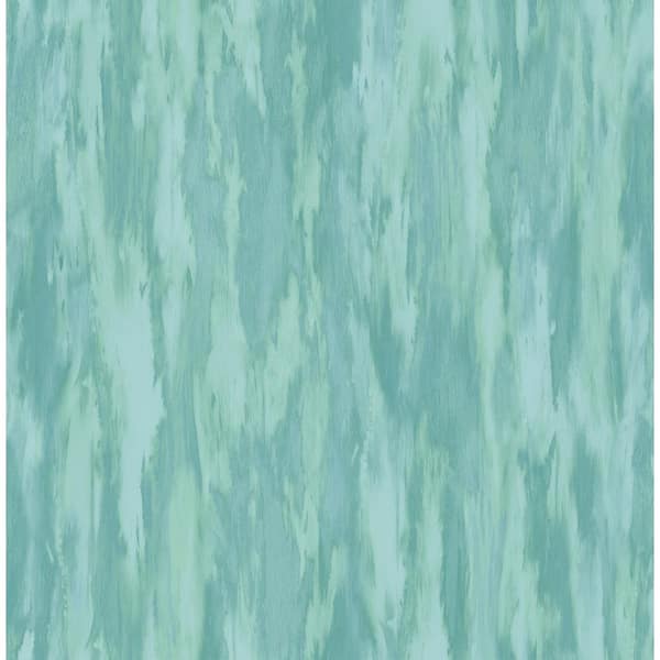 Seabrook Designs Stria Watercolor Metallic Turquoise and Aqua Paper Strippable Roll (Covers 56.05 sq. ft.)