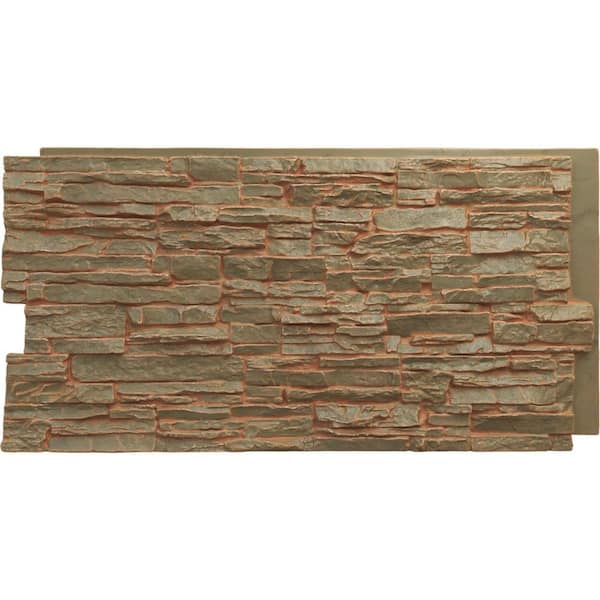Ekena Millwork Canyon Ridge 45 3/4 in. x 1 1/4 in. Iron Mill Stacked Stone, StoneWall Faux Stone Siding Panel