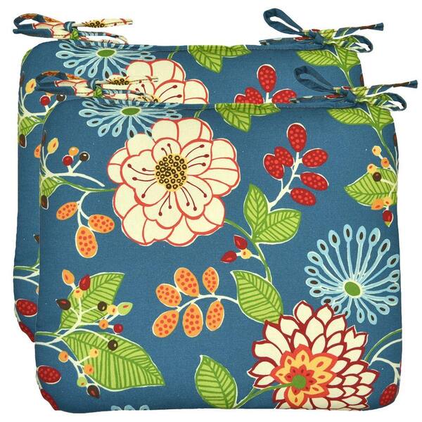 Hampton Bay Ruthie Floral Outdoor Seat Pad (2-Pack)-DISCONTINUED