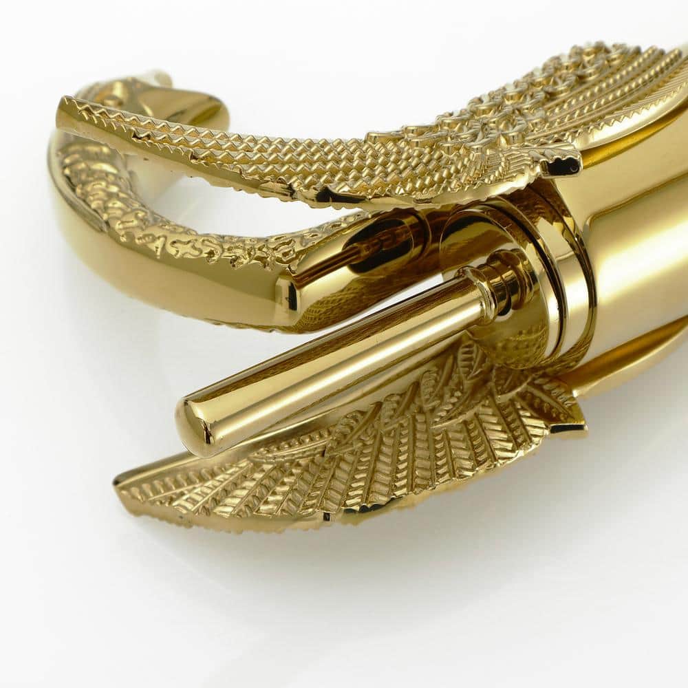 Gold Polished Brass Swan Single Handle Bathroom Faucet