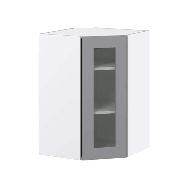 J COLLECTION Bristol Painted Slate Gray Shaker Assembled Wall Diagonal Corner Kitchen Cabinet (24 in. W x 40 in. H x 14 in. D)