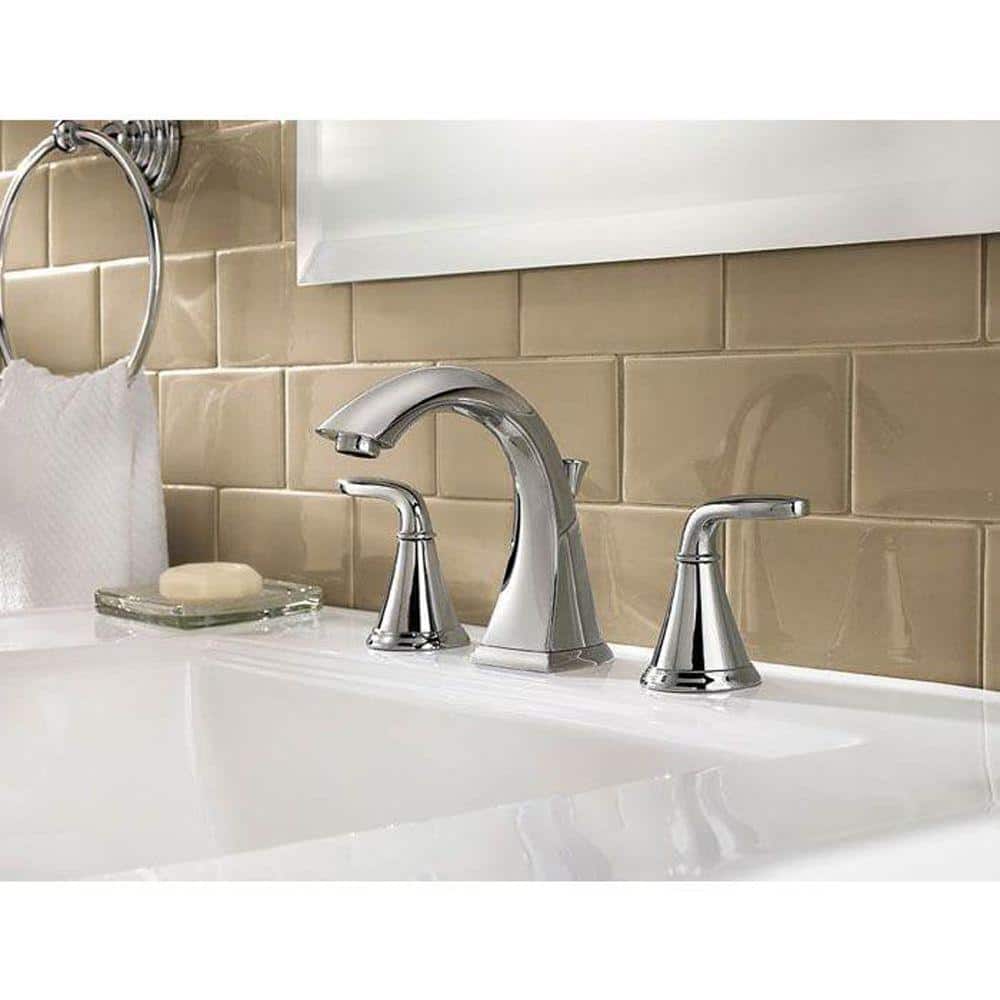 Polished Chrome 8-Inch Widespread Double Handle Bathroom Faucet