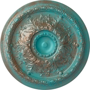 2-3/4 in. x 28 in. x 28 in. Polyurethane Stockport Ceiling Medallion, Copper Green Patina