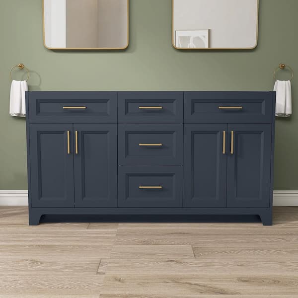 Getpro 60 in. W x 21.5 in. D x 33.5 in. H Bath Vanity Cabinet without Top Bathroom Vanities Cabinet in Navy Blue Assembled