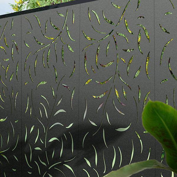 Modinex 6 ft. x 3 ft. Charcoal Gray Composite Decorative Fence Panel Featured in Acacia Design