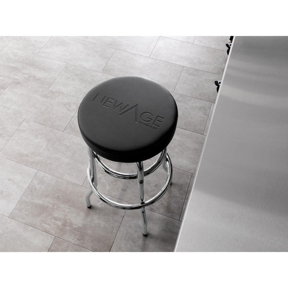 Chrome-Base Matte Black Swivel Adjustable Height Stool with Foam Padding