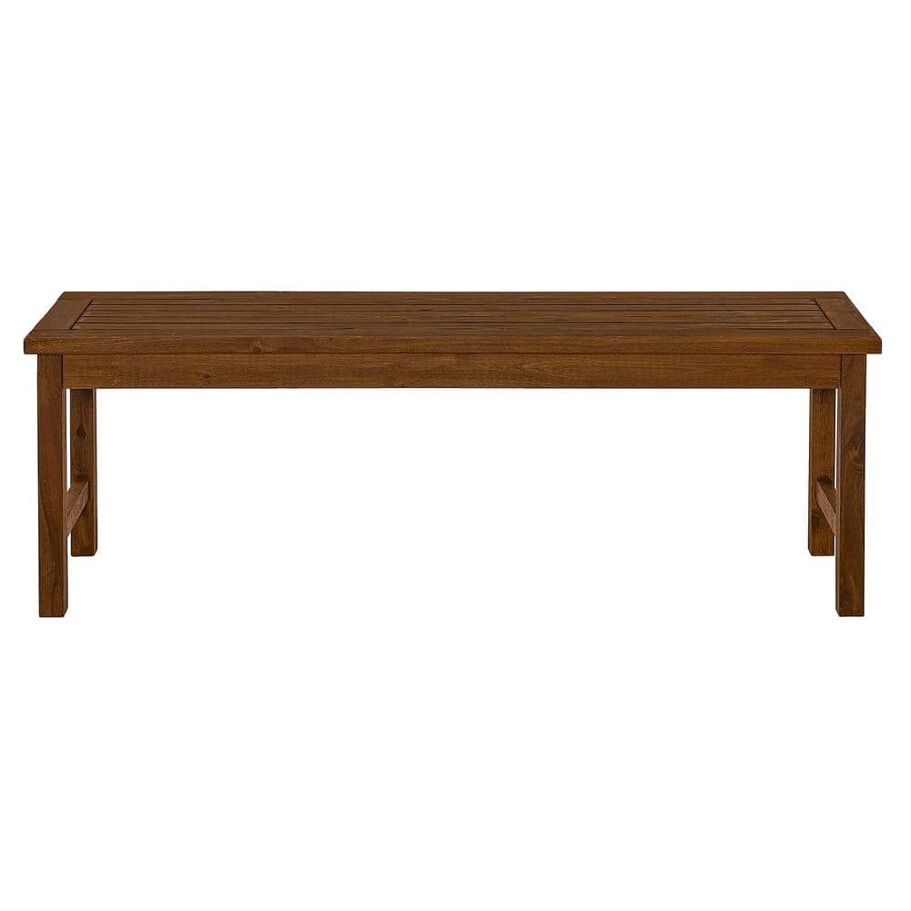 Solid Acacia Wood Traditional Patio Bench in Dark Brown