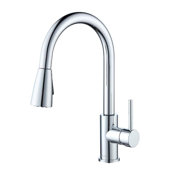 Riverbend Chrome 16.5 in. Pull Down Sprayer Kitchen Faucet with 180° Spout Swivel