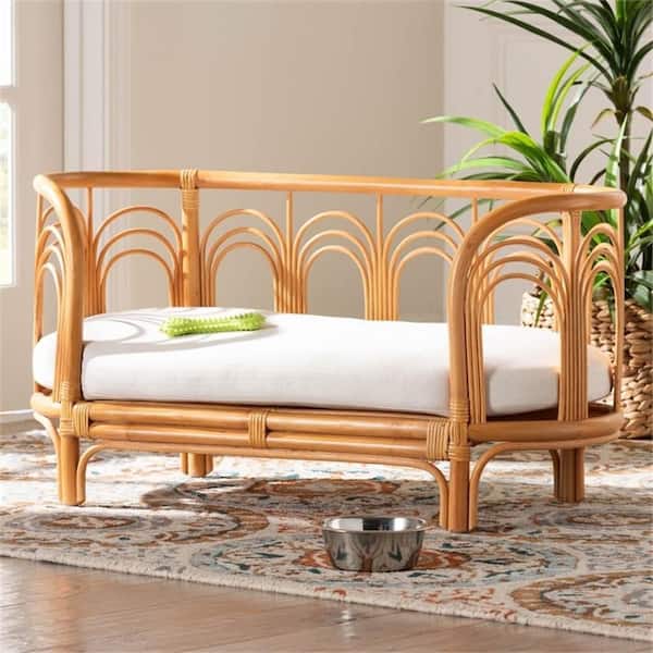 Brown Frame Specialty Size Platform Bed, Sturdy Rattan Pet Bed for All Animals, Cushioned Pet Bed