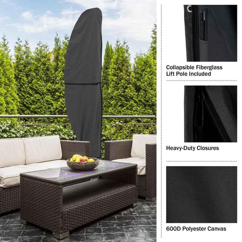 Gray Heavy-Duty Waterproof Offset Umbrella Cover