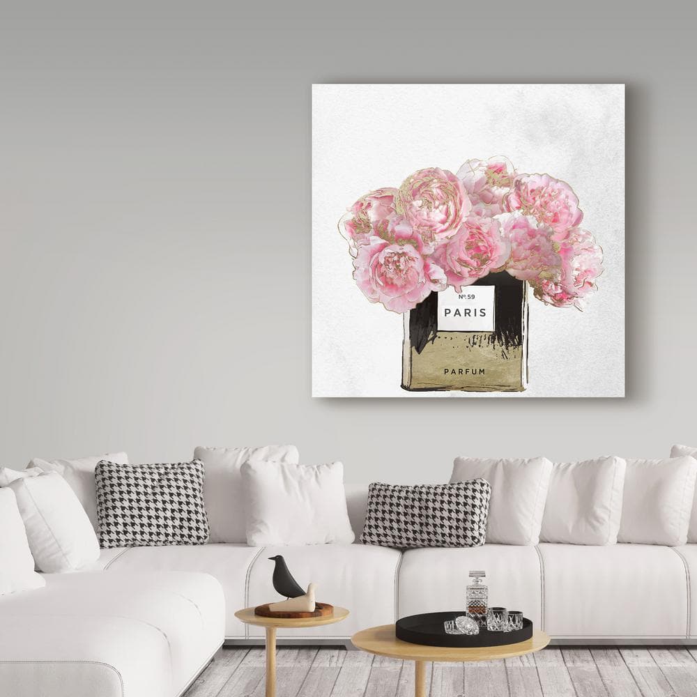 Pink Floral Perfume Bottle Canvas Print, 15" x 20"
