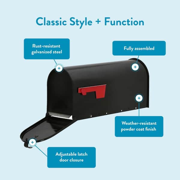Elite Black, Medium, Steel, Post Mount Mailbox