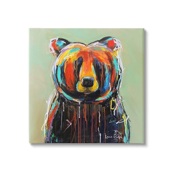 Stupell Industries Abstract Urban Bear Graffiti by Karrie Evenson 1-Piece Gallery Wrapped Unframed Animal Graphic Art Print 17 in. x 17 in.