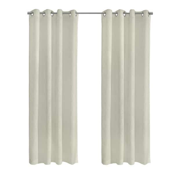 Habitat Boucle Off-White Polyester Raised Slub Textured 52 in. W x 84 in. L Grommet Indoor Sheer Curtain (Single Panel)