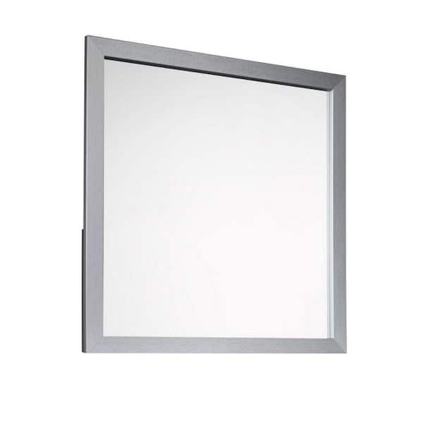 Benjara 39.53 in. x 0.98 in. Square Wooden Frame Gray Dresser Mirror
