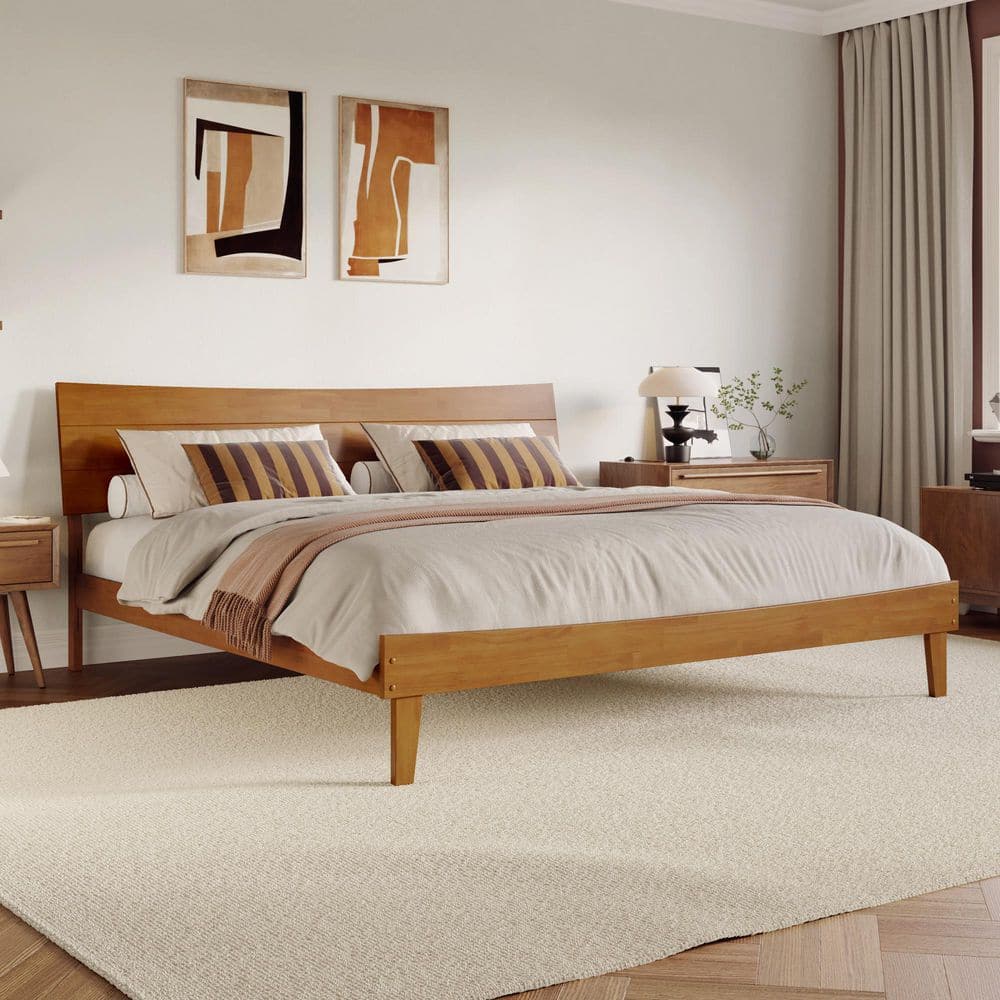 AFI Phoenix Light Toffee Natural Bronze Wood Frame King Platform
