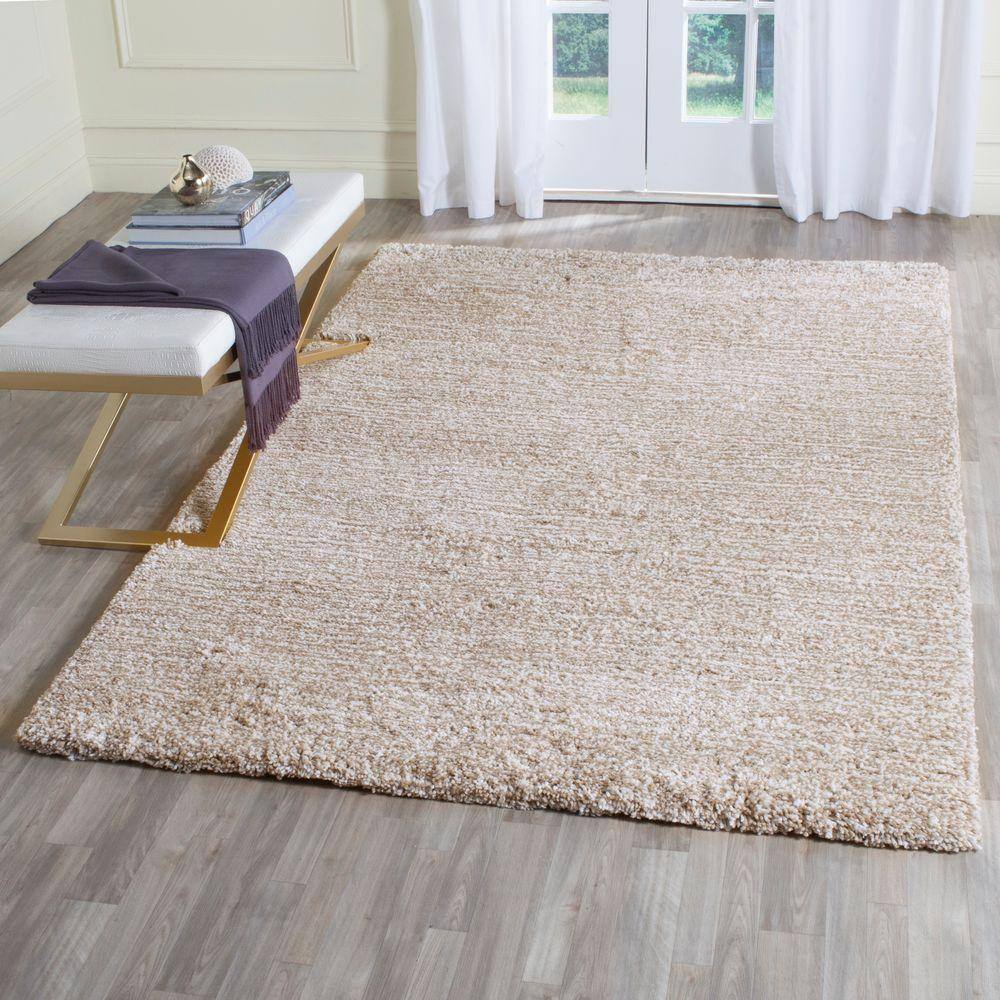 Ivory 8' x 10' Handmade Tufted Shag Rug