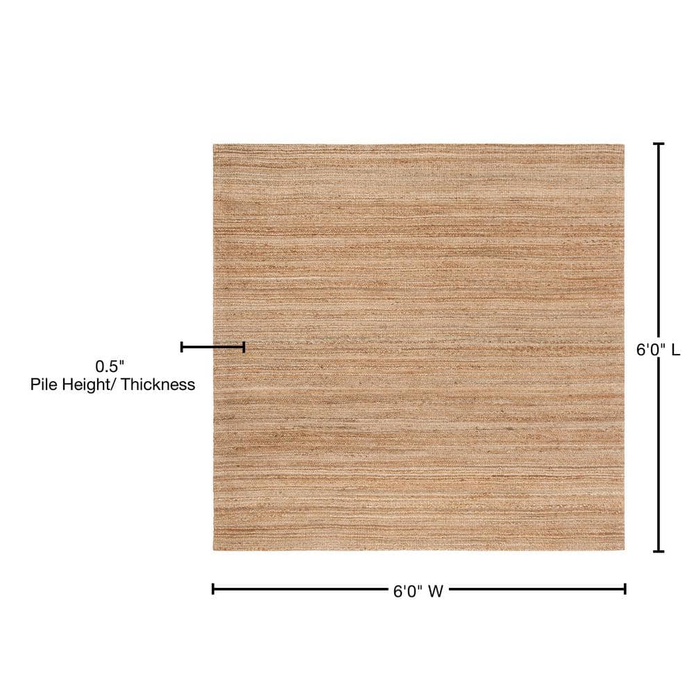 Natural Handwoven Cotton Stripe Square Area Rug