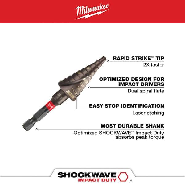 Milwaukee SHOCKWAVE Impact Duty Titanium Step Bit Kit (3-Piece) 48