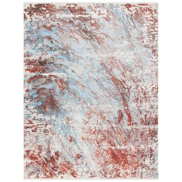 Vintage Persian 8 ft. x 10 ft. Blue/Brown Distressed Marble Area Rug