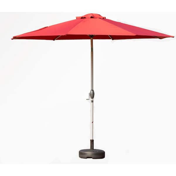 Unbranded 10 ft. Patio Umbrella, UV Protection Waterproof Market Sun Umbrella with Push Button Tilt and Crank, 8 Sturdy Ribs, Red