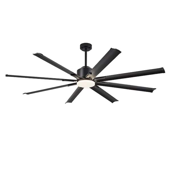 72 In Black Smart Indoor Outdoor Ceiling Fan with Light Remote via WIFI Alexa Fandelier Downrod for Patio Living Room