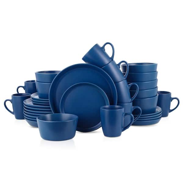 STONE LAIN Michelle 32-Piece Blue Stoneware Dinnerware Set (Service for ...