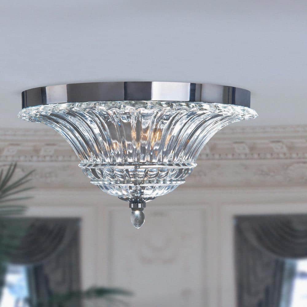 Glacier Petal 14" Glass Ceiling Light with Chrome Finish