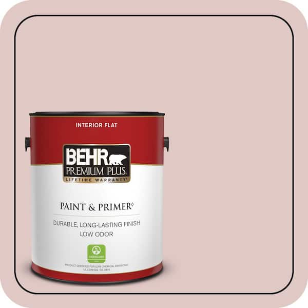 BEHR PREMIUM PLUS 1 gal. #160E-2 Pink Water Flat Low Odor Interior Paint & Primer