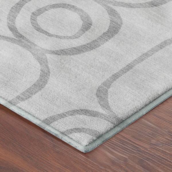 Mayfield Premium Machine Washable Abstract AMF2344 Silver 10 ft. x 14 ft. Area Rug