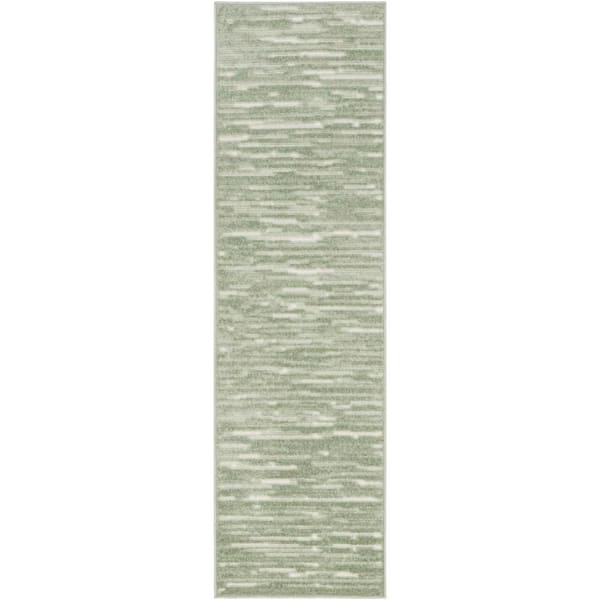 Nourison Casual Green 2 ft. x 6 ft. Abstract Contemporary Runner Area Rug