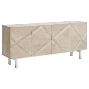 Gray Wood Top 71 in. Sideboard with Metal Base
