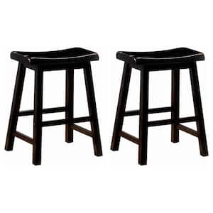 24-inch Wooden Counter Stools Black (Set of 2)