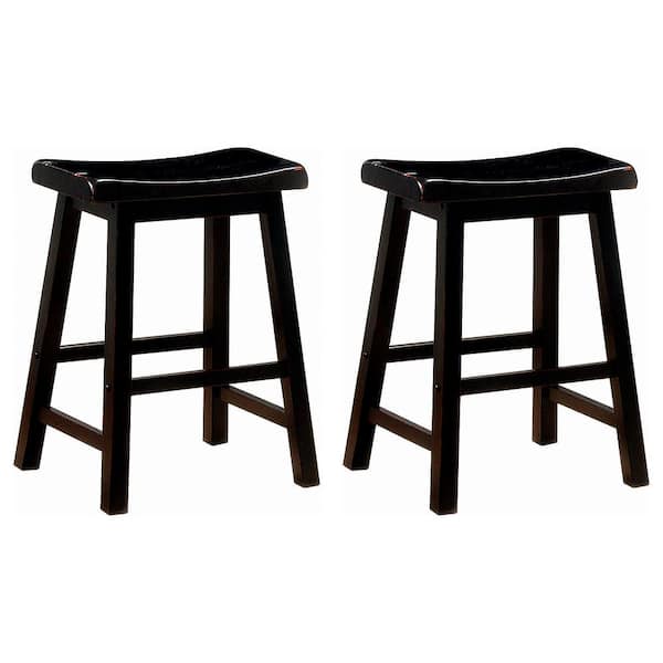 Coaster 24-inch Wooden Counter Stools Black (Set of 2)