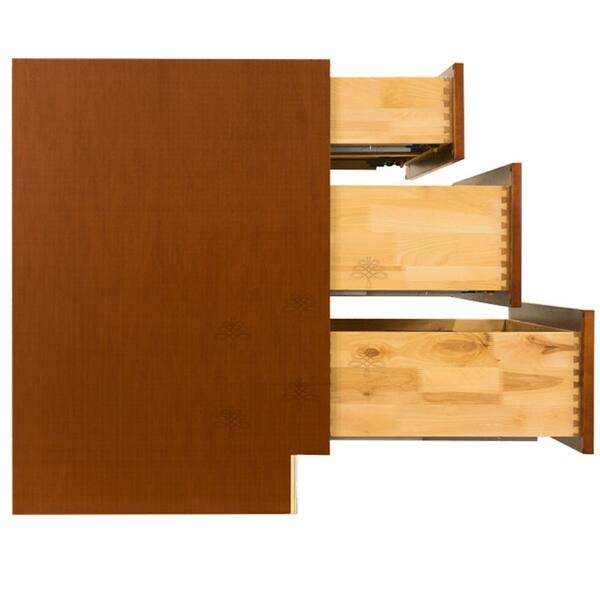 LIFEART CABINETRY Cambridge Assembled 33x34.5x24 in. Base Cabinet with 3 Drawers in Chestnut