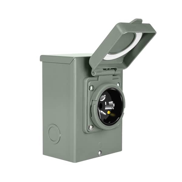 50 Amp Generator Inlet Box-Power Inlet Box for 3R 3-Prong Generator Cord, 125/250V, 12500W Weatherproof 50a Power Box