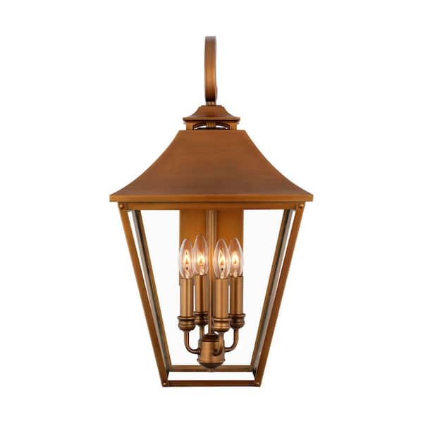 Generation Lighting Galena 25.375 in. H Natural Copper Outdoor Hardwired Large Wall Lantern Sconce with No Bulbs Included