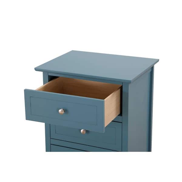 Passion Furniture 25 x 15 x 19 in. Daniel 3 Drawer Teal Nightstand