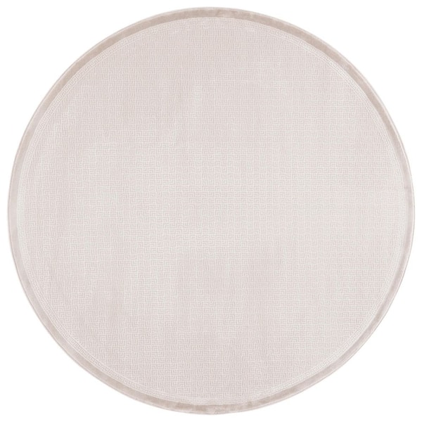 Prestige 7 ft. x 7 ft. Beige Solid Border Round Area Rug
