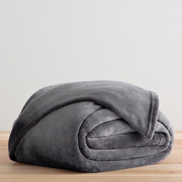 Brookside Grey Full Polyester Fleece Blanket BS6080GR25FLBL - The Home Depot