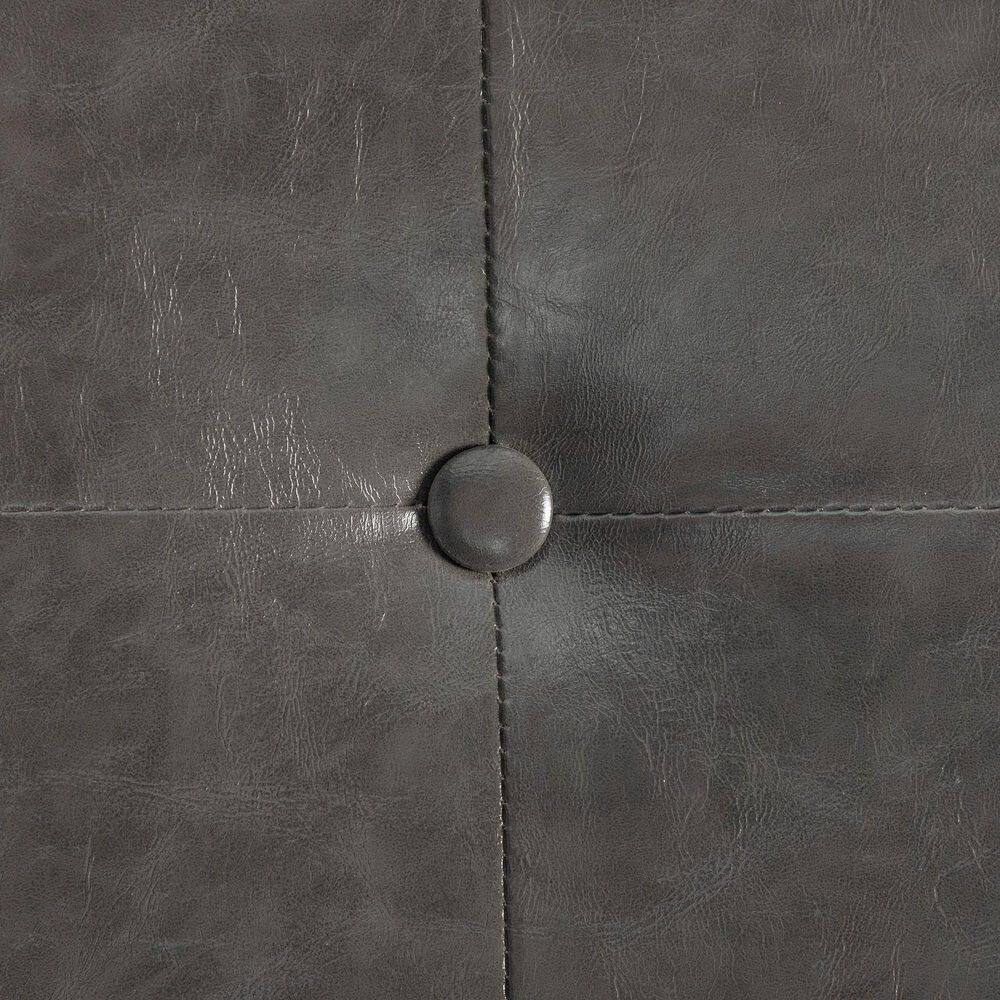 Espresso-Finished Gray Faux Leather Mid-Century Modern Accent Chair