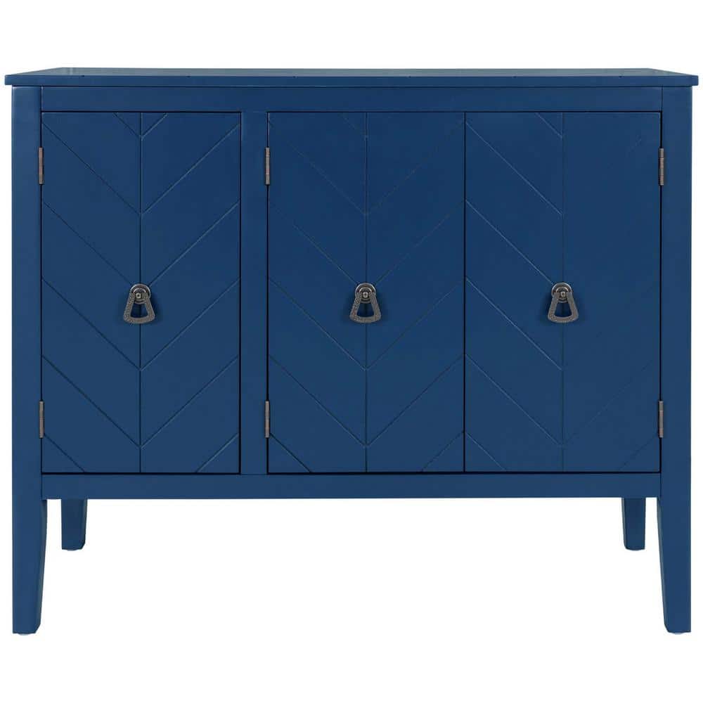 37 in. W x 15.7 in. D x 31.5 in. H Navy Blue Linen Cabinet with Adjustable 