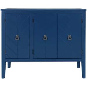 37 in. W x 15.7 in. D x 31.5 in. H Navy Blue Linen Cabinet with Adjustable Shelf and Antique Modern Sideboard