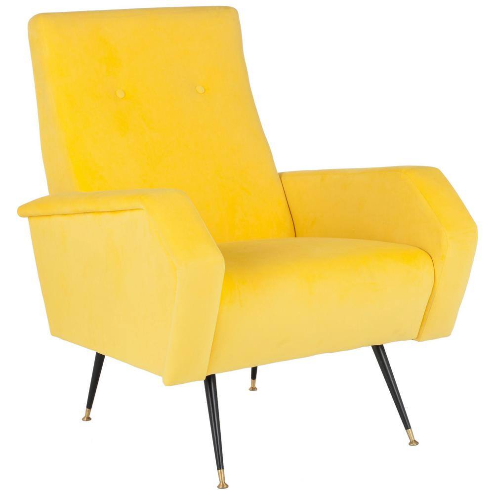 Aida Yellow Velvet Mid-Century Modern Accent Chair