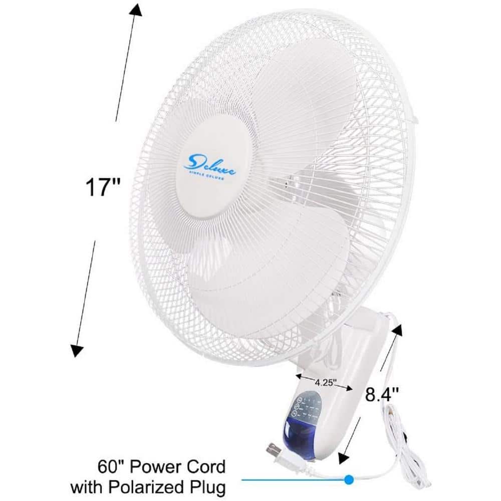 White 16-inch Metal Oscillating Wall Fan with Adjustable Tilt (2 Pack)